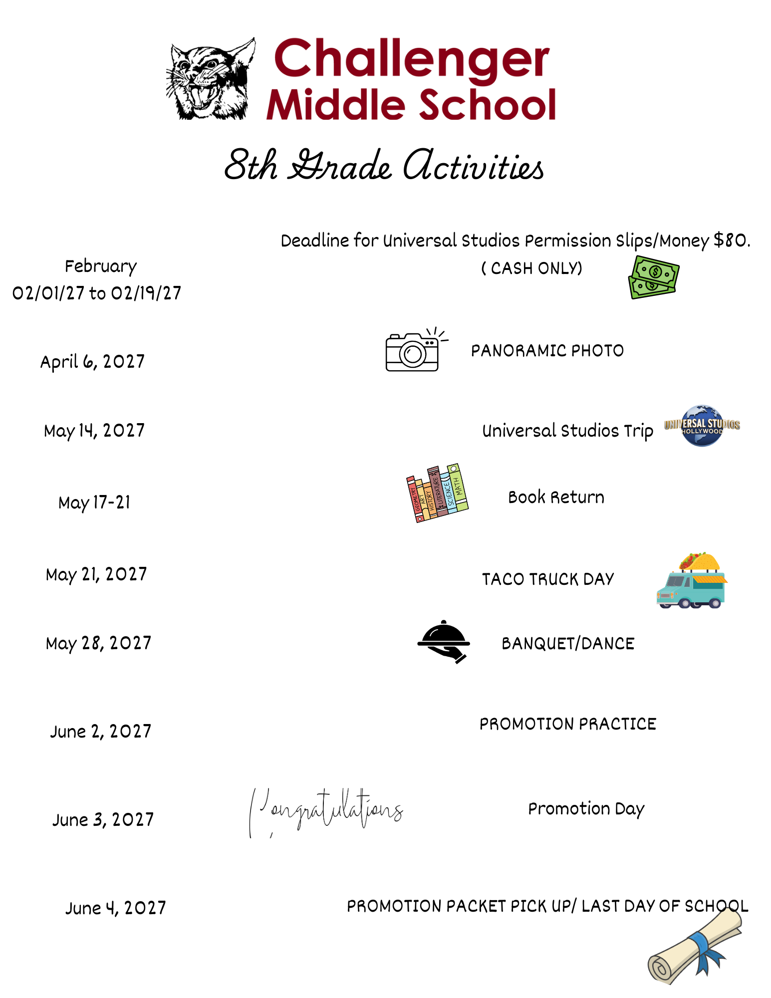 8th grade promotion activities / Actividades de octavo grado.